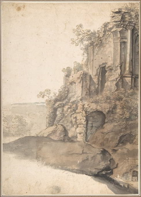 Cornelis Van Poelenburch - Landscape with Roman Ruins