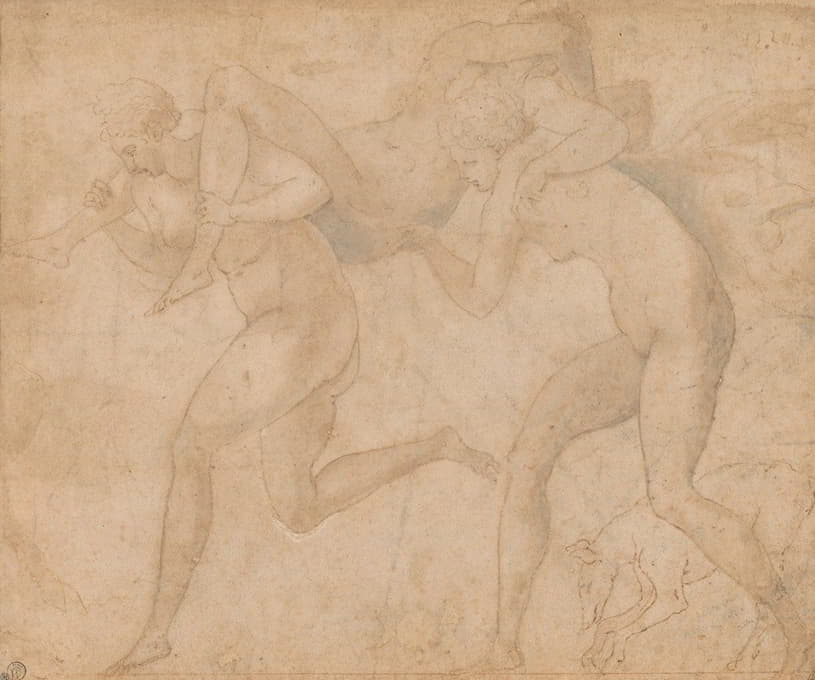 Francesco Primaticcio - Two Nymphs Carrying a Third