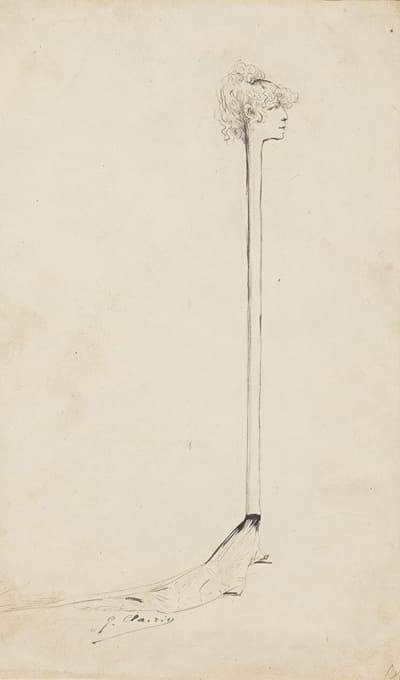 Sarah Bernhardt头上有一块小海绵的棍子的漫画