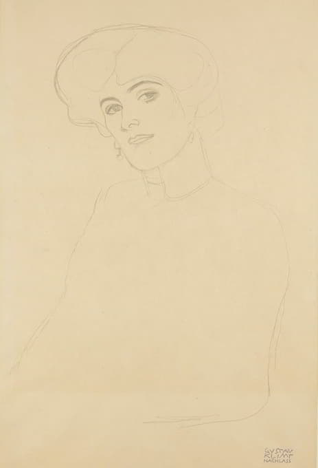 Gustav Klimt - Damenbrustbild Im Dreiviertelprofil Nach Links (Bust Of A Woman In Three-Quarter Profile To The Left)