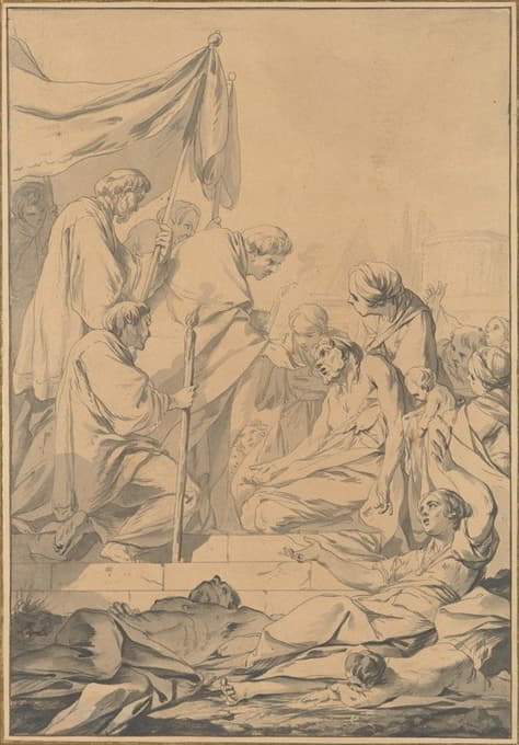 圣查尔斯·博罗密欧在米兰向瘟疫受害者分发圣餐