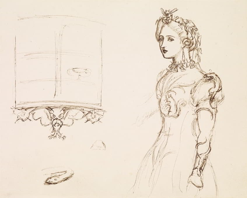 Sir John Everett Millais - Effie Ruskin wearing a Dress decorated with natural Ornament