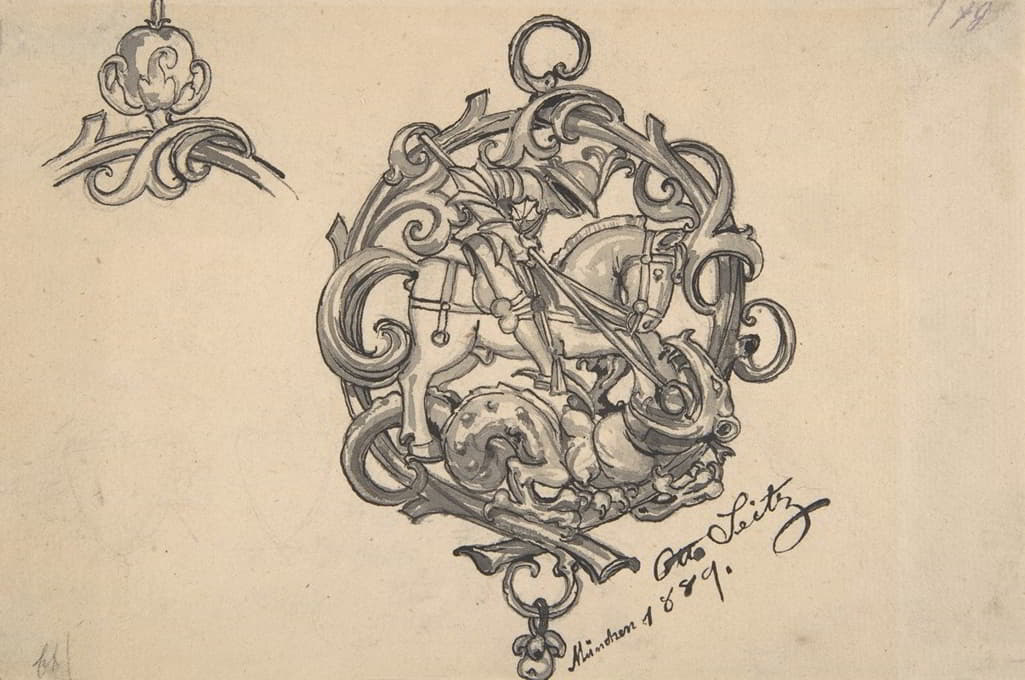 Otto Seitz - Design for a Pendant with St. George and the Dragon