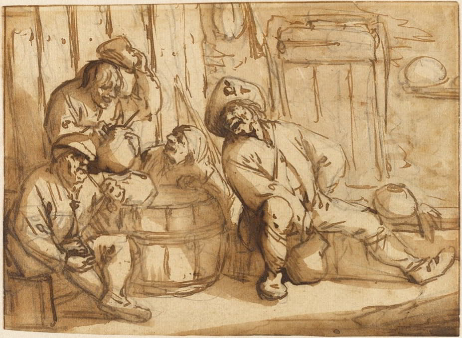 Adriaen van Ostade - Peasants Drinking in a Tavern