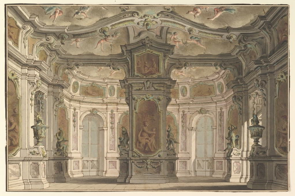 Carlo Zucchi the Younger - Design for an Opera Set, a Congress of Cupids