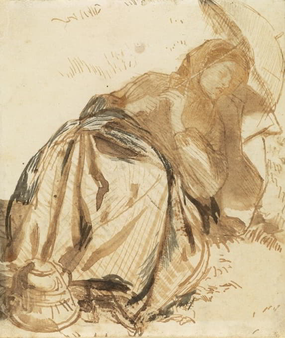 伊丽莎白·西德尔手持阳伞休息的肖像