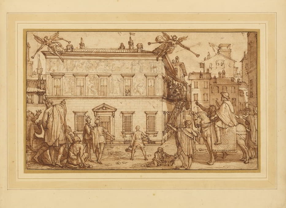 Federico Zuccaro - Taddeo Decorating the Façade of the Palazzo Mattei