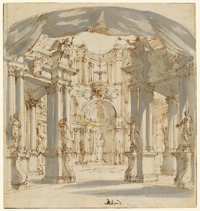 Filippo Juvarra - The Courtyard of a Palace; Project for a Stage