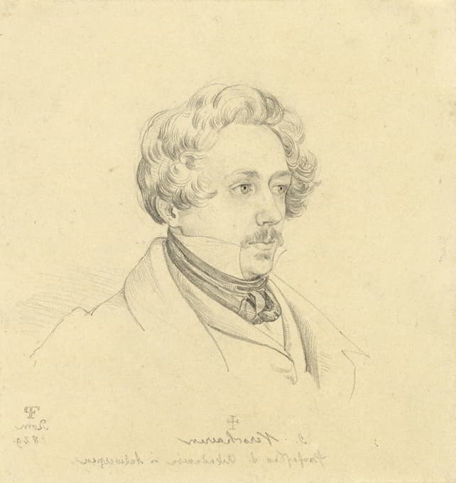 Friedrich Preller the Elder - Portrait of Painter Jan Antoon Verschaeren