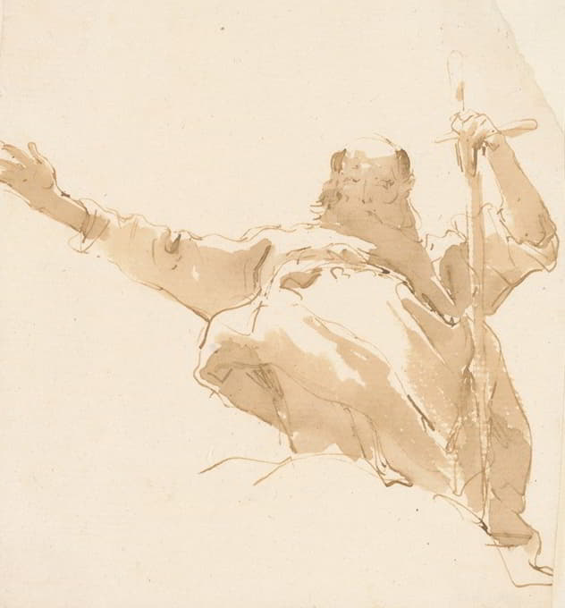 Giovanni Battista Tiepolo - Old Man Holding a Sword, His Left Arm Outstretched