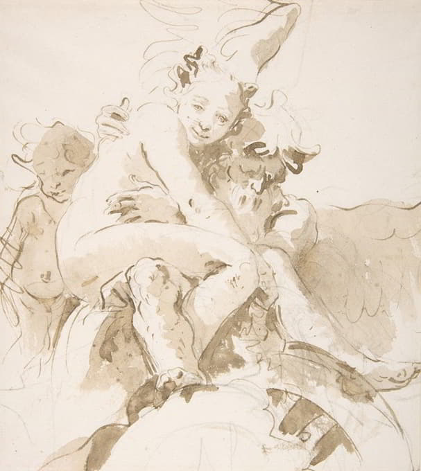 Giovanni Battista Tiepolo - Time Holding a Nude Woman, a Putto at Right