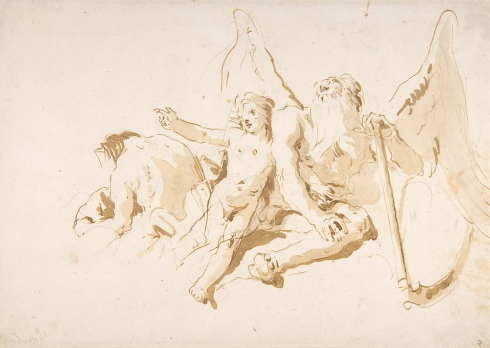 Giovanni Battista Tiepolo - Time Seated, with Two Attendant Figures