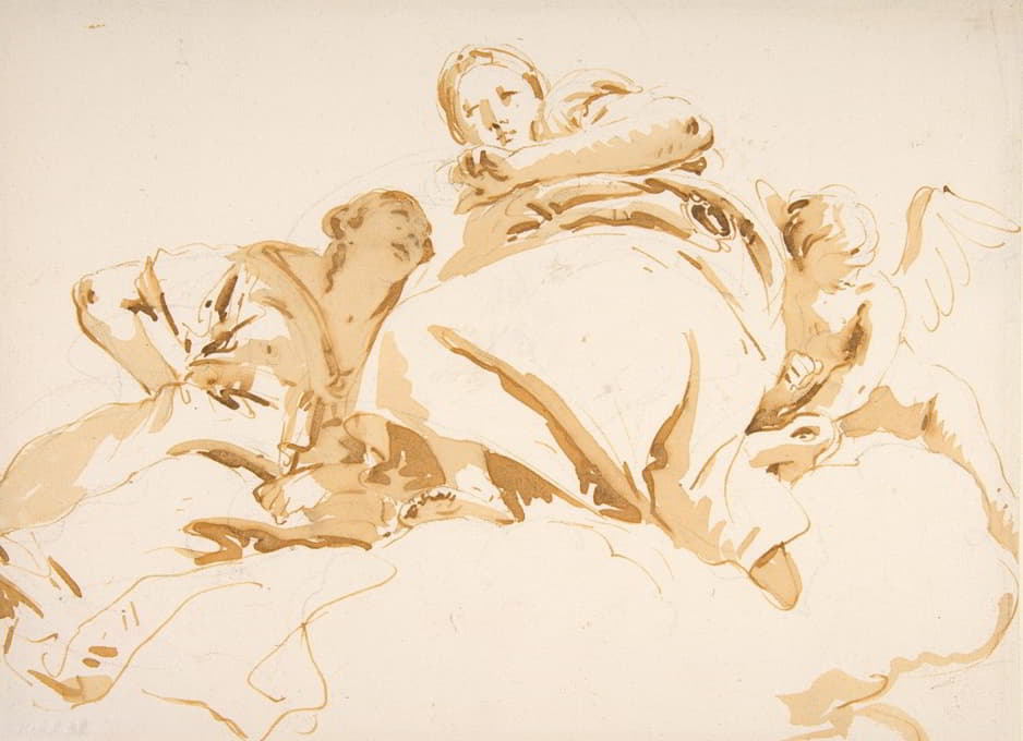 Giovanni Battista Tiepolo - Two Women and a Winged Boy on Clouds