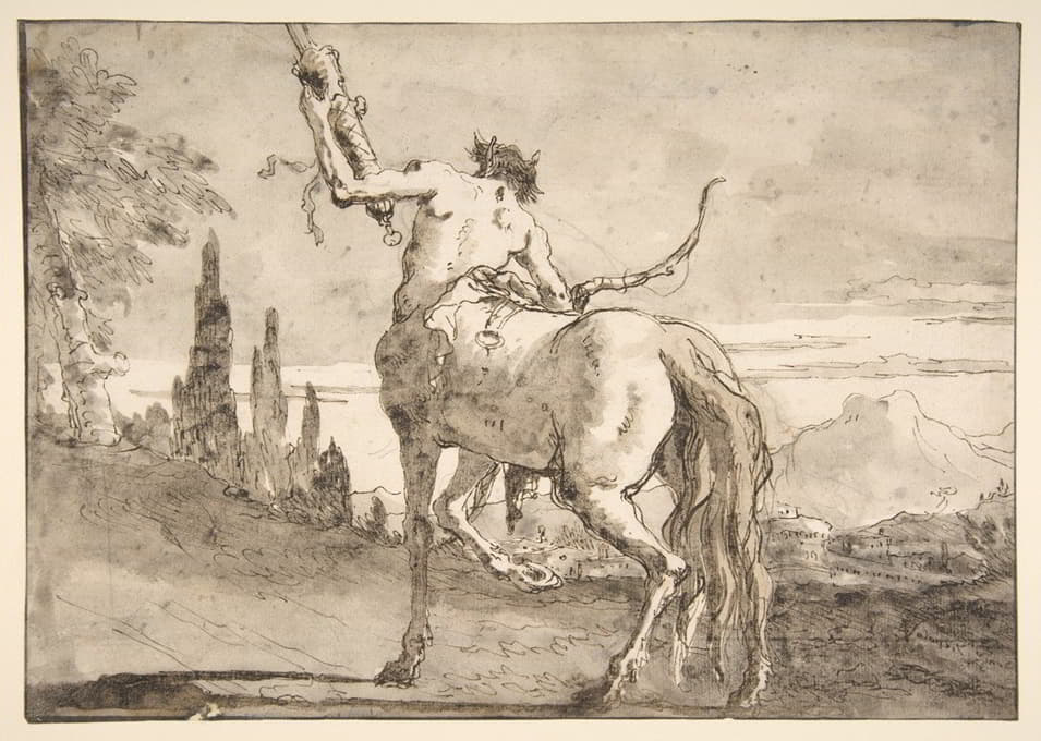 Giovanni Domenico Tiepolo - Centaur Holding Up a Quiver