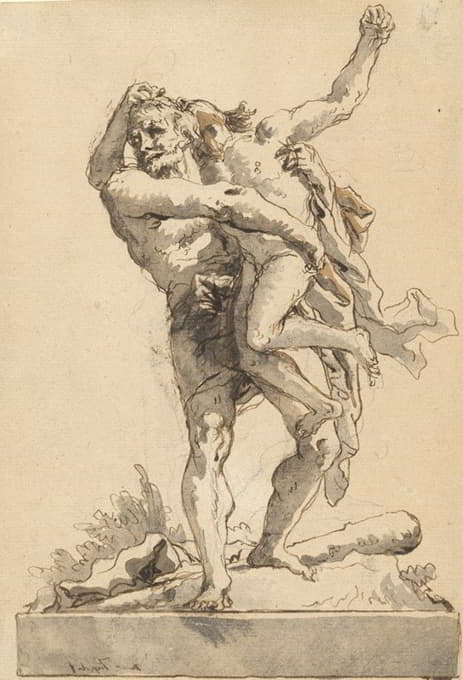 Giovanni Domenico Tiepolo - Hercules and Antaeus (with a Base Below)