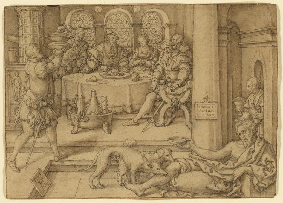 Heinrich Aldegrever - Lazarus Begging for Crumbs from Dives’s Table