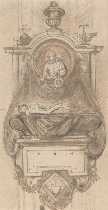 Hendrik-Frans Verbruggen - Design for a sepulchral monument with a portrait bust