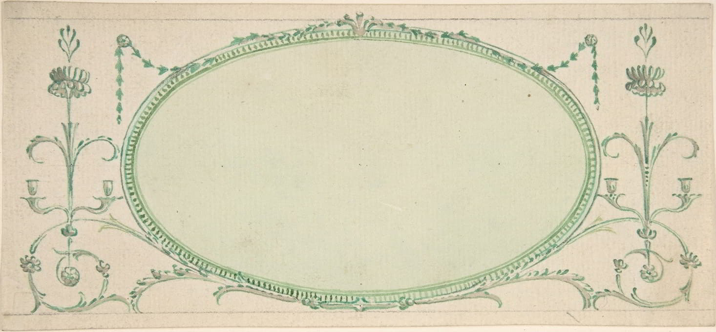 James Wyatt - Design for a Mirror in the Form of a Horizontal Oval, Elevation
