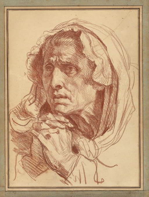 Jean-Baptiste Greuze - Study of the Head of an Old Woman