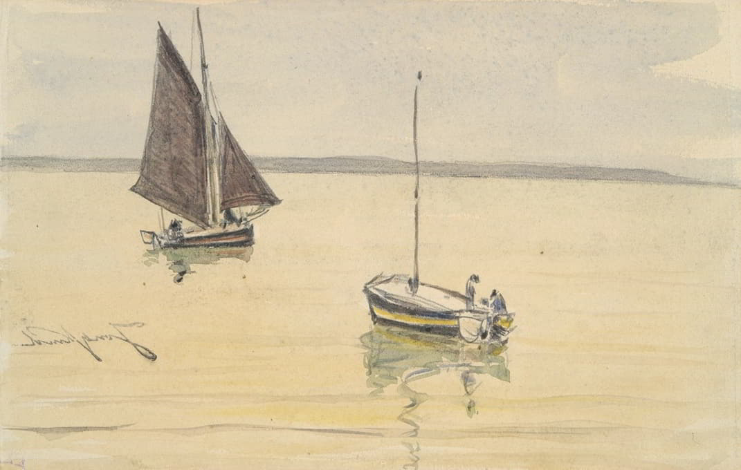 Johan Barthold Jongkind - Two Fishing Boats on Calm Water