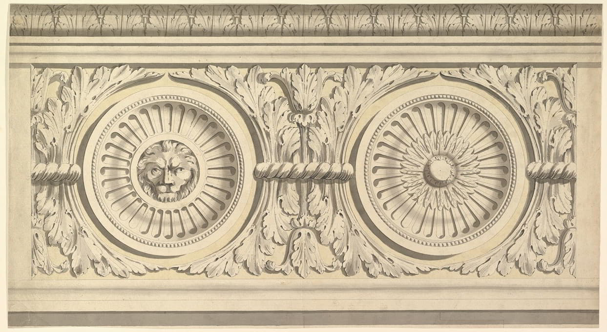 John Yenn - Design for a Frieze, Ornamented with Lion’s Head Paterae