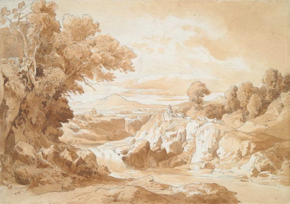 Josef Helff - Landscape with Shepherd