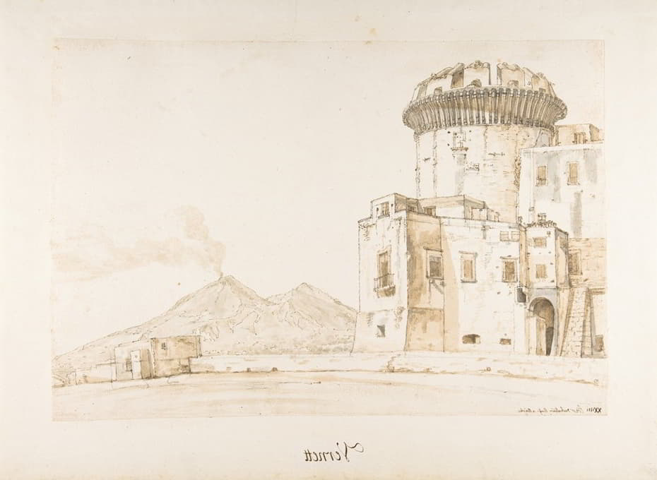 那不勒斯的纽沃城堡，俯瞰维苏威火山