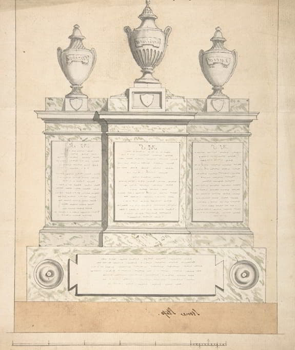 Joseph Wilton - Design for a Monument to the Three Wives of the First Earl of Guilford, at Wroxton, Oxfordshire