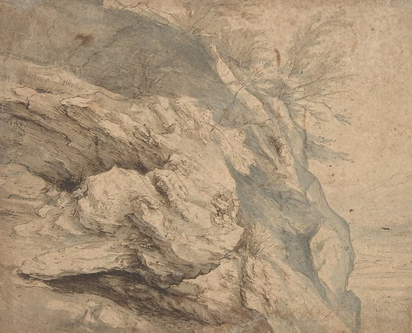 Paulus Willemsz. van Vianen - Study of the Side of a Rocky Cliff