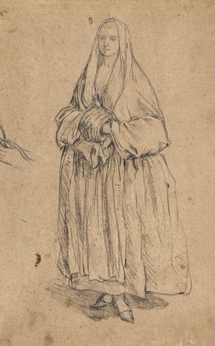 Pietro Longhi - Standing Woman Holding a Muff, Turned Slightly to the Right