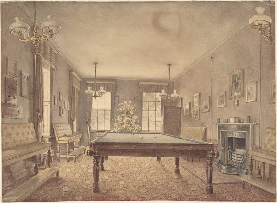 Reid Turner - Interior of the billiard room at Lupton House, Devonshire, designed by George Wrightwick for Sir J.B.Y. Buller