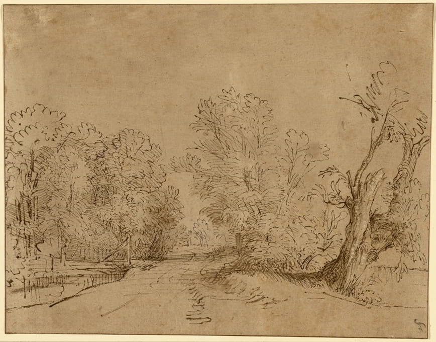 Rembrandt van Rijn - A Wooded Road