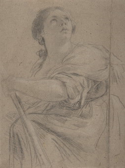 Workshop of Simon Vouet - Woman with a Staff Looking Upward
