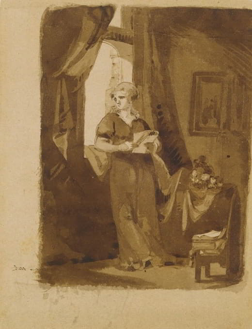 Thomas Sully - Woman at a Window (from Sketchbook)