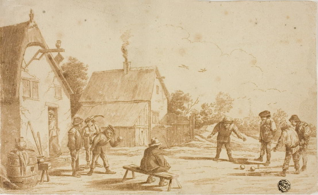 After David Teniers the Younger - Men Playing Boules Outside Tavern