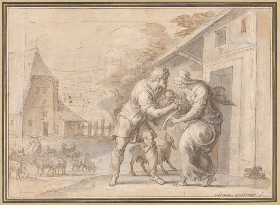 Ambroise Dubois - The Goatherd Lamon Handing the Infant Daphnis to His Wife Myrtele