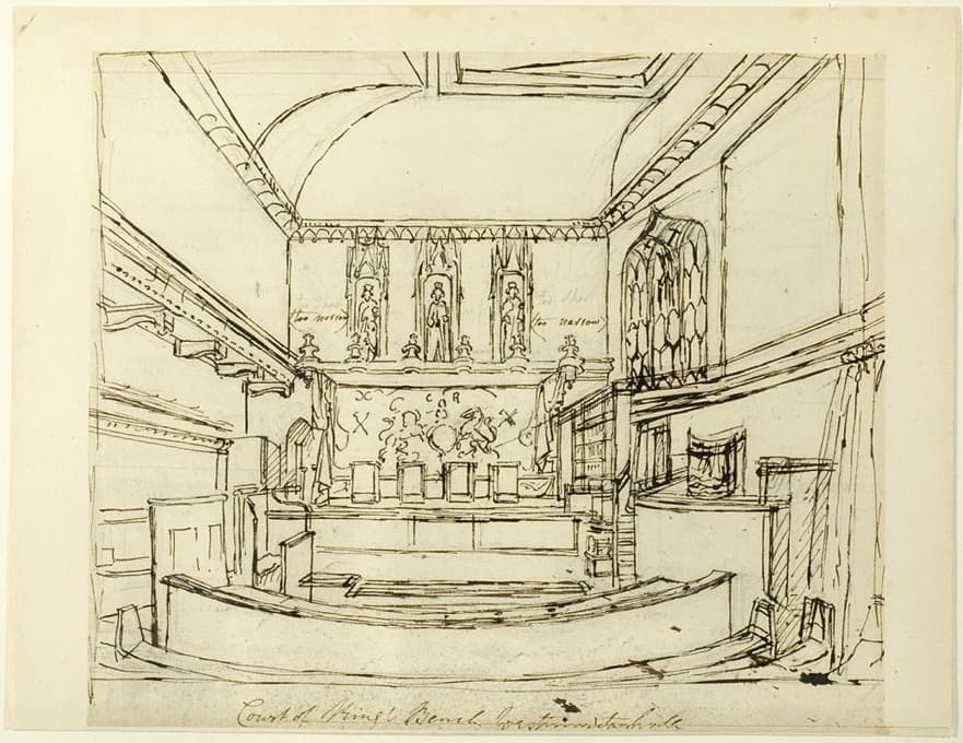 Augustus Charles Pugin - Study for Court of King’s Bench, Westminster Hall, from Microcosm of London