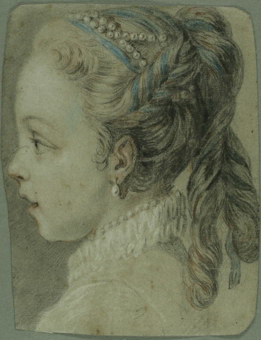 Charles-André van Loo - Study; Head of a Young Girl Facing to the Left