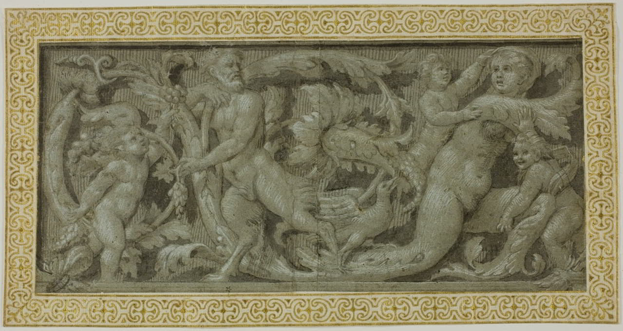 Circle of Giovanni Antonio de’Sacchis - Frieze with Satyr, Nymph, and Putti