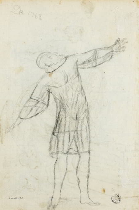 Claude Louis Desrais - Sketch of Standing Man with Outstretched Arms