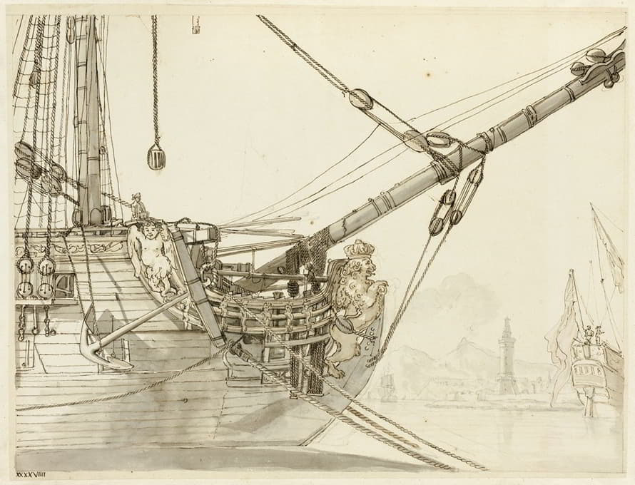 英国军舰与那不勒斯港的船头对比研究