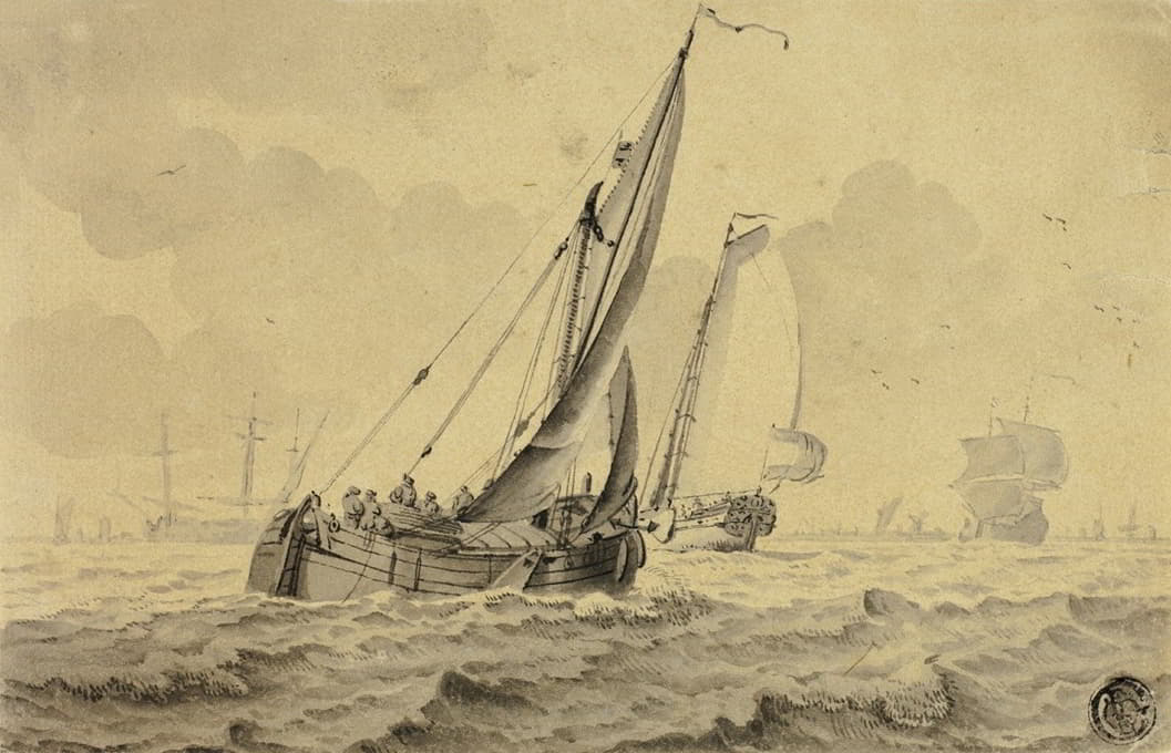 Cornelis Ouboter van der Grient - Boats in Full Sail