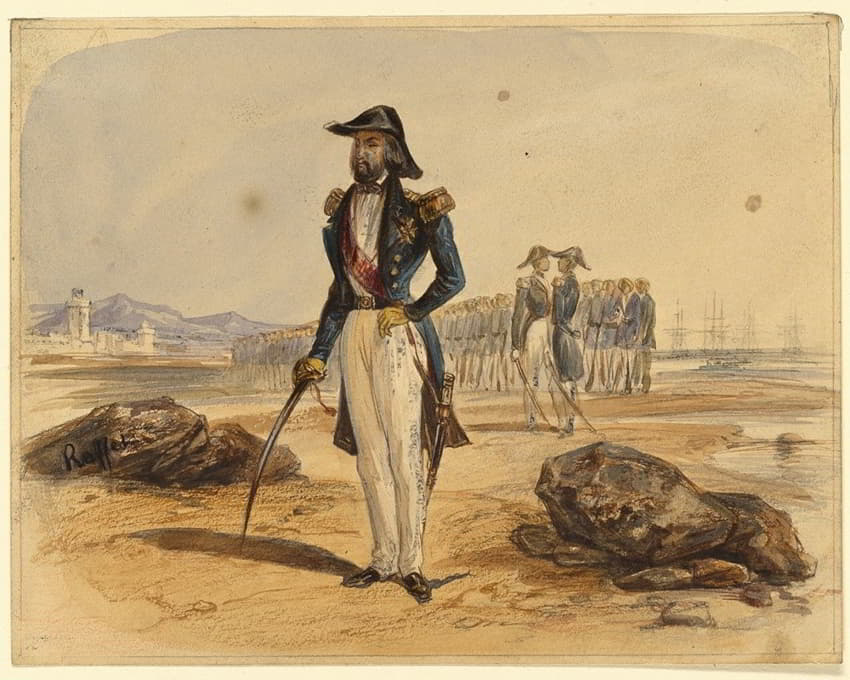 Denis Auguste Marie Raffet - General with Troops in Background