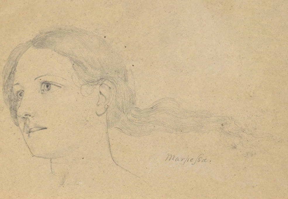 Samuel Finley Breese Morse - Study for The Judgment of Jupiter (Marpessa, head, hair streaming behind her