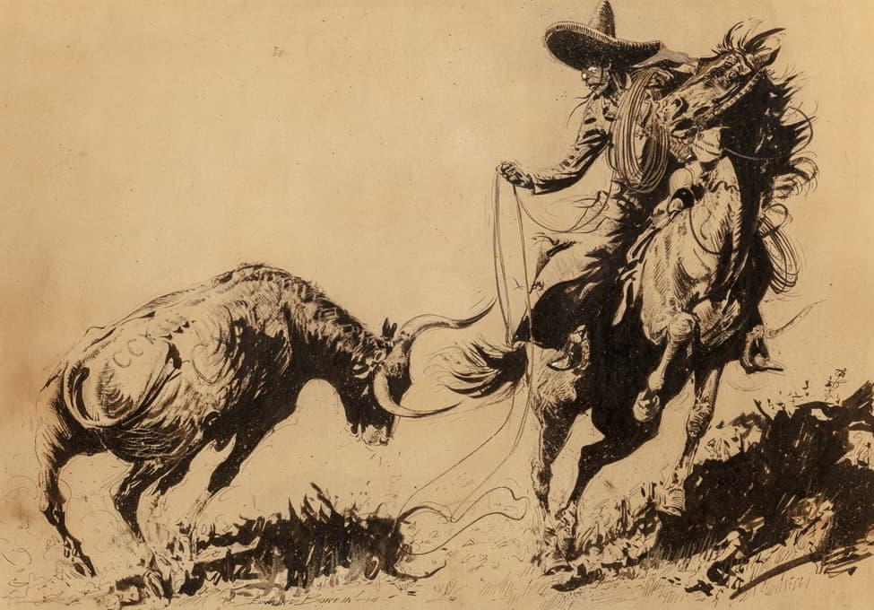 Edward Borein - Mexican Steer on the Prod
