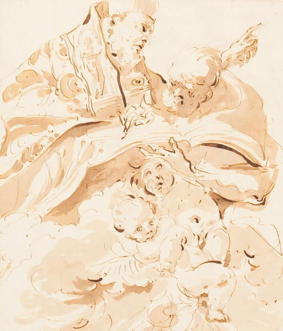 Giovanni Domenico Tiepolo - Papal Declaration (St. Augustine with Scribe and Angels)