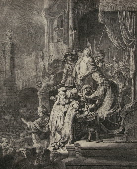 Rembrandt van Rijn - Christ before Pilate; large plate
