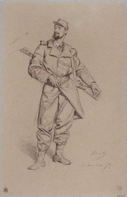 巴黎围攻期间画家G.Clarin的肖像。