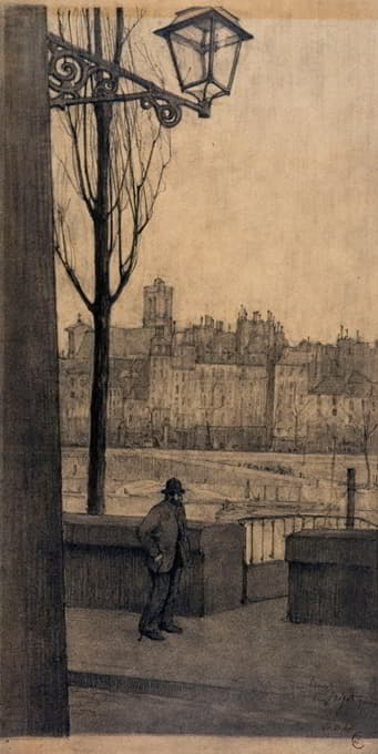 Eugène Béjot - Le quai de l’hôtel de ville pris du quai Bourbon.