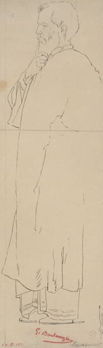 Gustave Boulanger - Portrait du peintre Meissonnier en pied dans un costume à l’antique